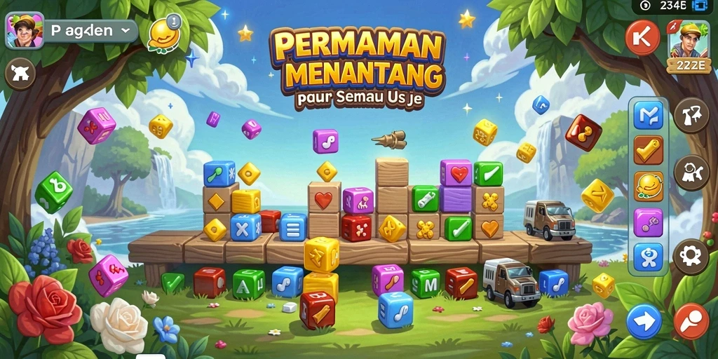 Screenshot utama menampilkan gameplay puzzle yang menarik.