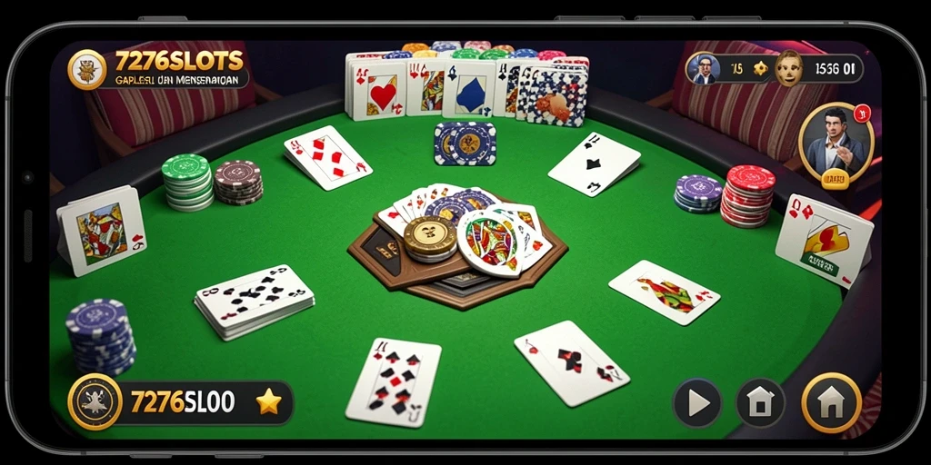 Tampilan gameplay seru dari 7276SLOTS dengan suasana Gaple.