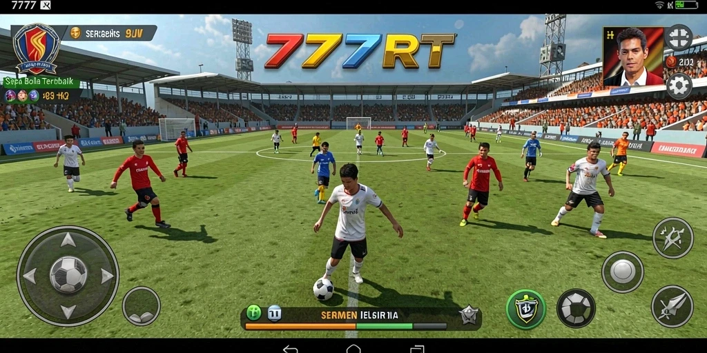 Tampilan gameplay 777RT yang menampilkan aksi permainan sepak bola seru.