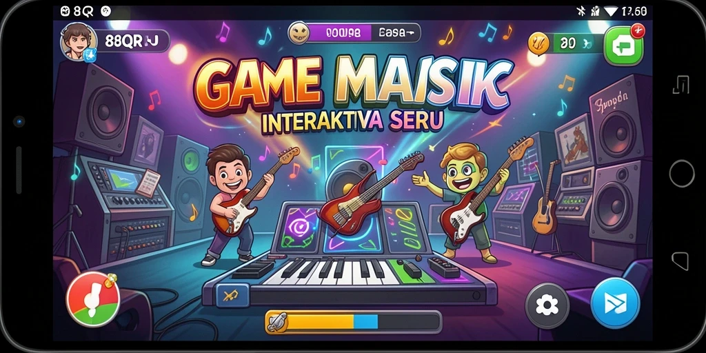 Screenshot utama 8QR menampilkan gameplay interaktif musik yang mengasyikkan.