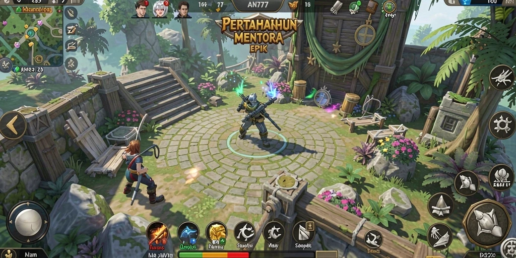 Tangkapan layar AN777 menampilkan aksi Tower Defense yang intens dan menarik.