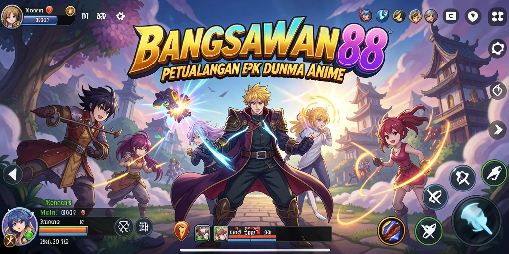 Tampilan gameplay BANGSAWAN88 yang penuh aksi dan karakter anime.