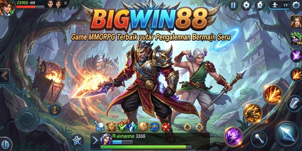 Screenshot gameplay <strong>BIGWIN88</strong> yang menunjukkan pertempuran epik di dunia MMORPG.