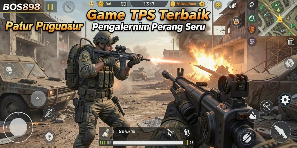 Screenshot menampilkan aksi mendebarkan dalam gameplay TPS BOS898.