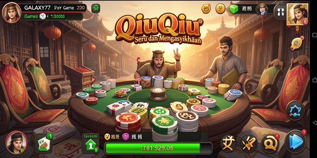 Tampilan gameplay QiuQiu yang seru dan menantang di GALAXY77.