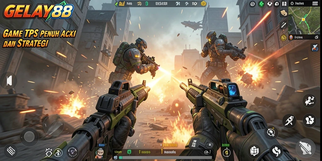 Tangkapan layar menunjukkan aksi seru di gameplay TPS.