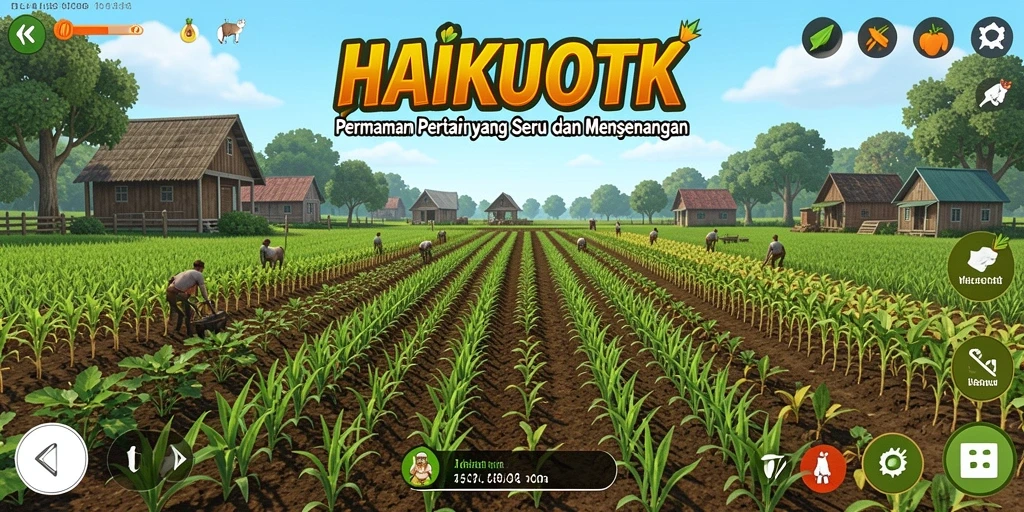 Screenshot gameplay HAIKUOTK menampilkan aktivitas pertanian yang seru dan interaktif.