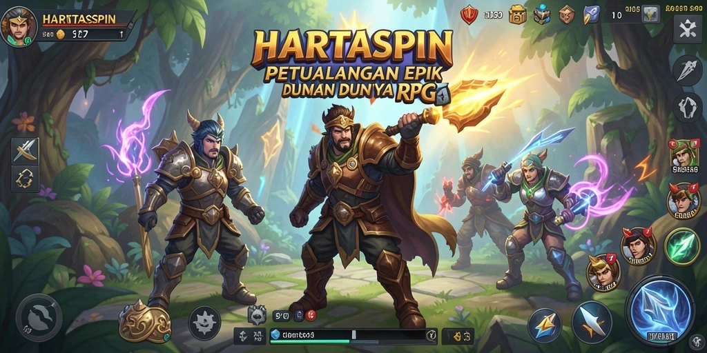 Tampilan gameplay HARTASPIN yang memukau dan penuh aksi petualangan.