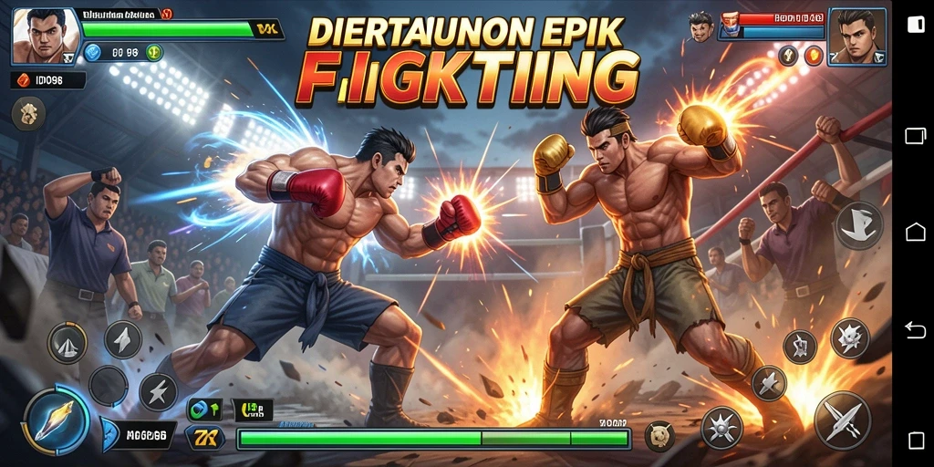 Screenshot ID098 menampilkan pertarungan epik antara karakter yang kuat.
