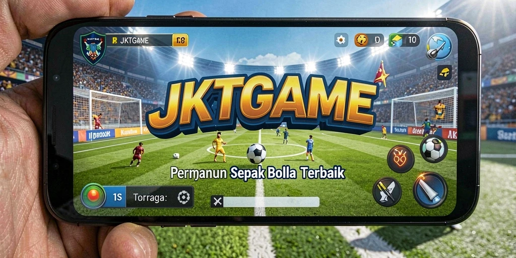 Gameplay seru dalam JKTGAME menampilkan aksi sepak bola yang menegangkan.