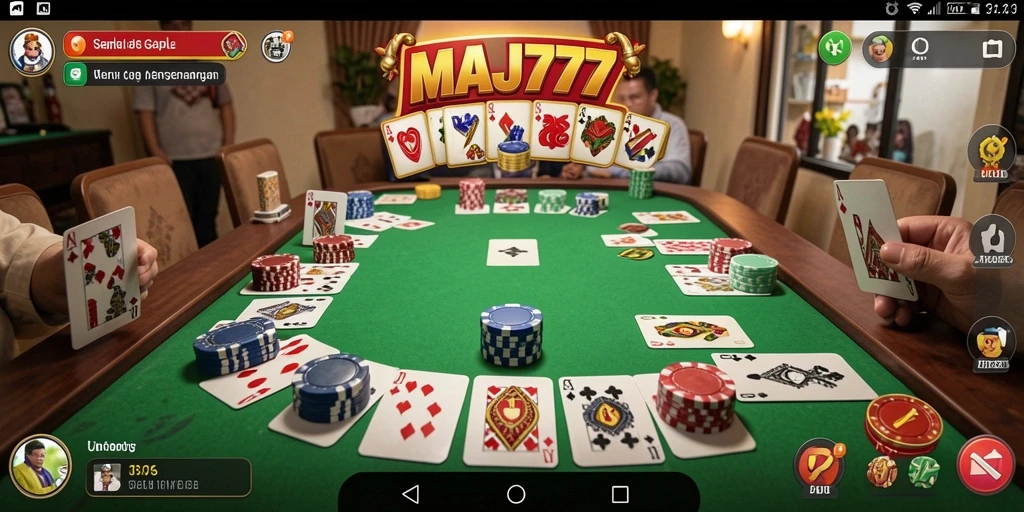 Tampilan gameplay seru MAJ777 dalam permainan Gaple.