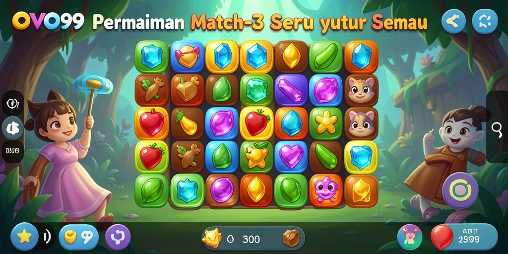 Tangkapan layar OVO99 menampilkan gameplay seru dari permainan Match-3.
