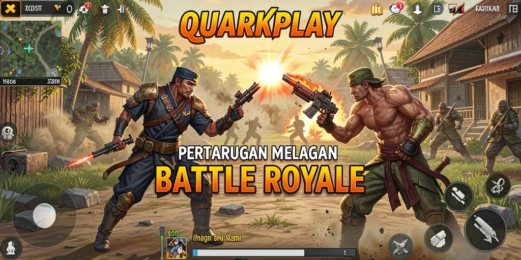 Tampilan gameplay seru di arena Battle Royale QUARKPLAY.