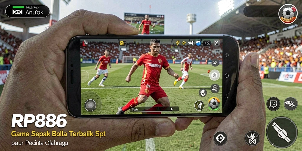 Tampilan gameplay menarik dari RP886 saat pertandingan sepak bola.