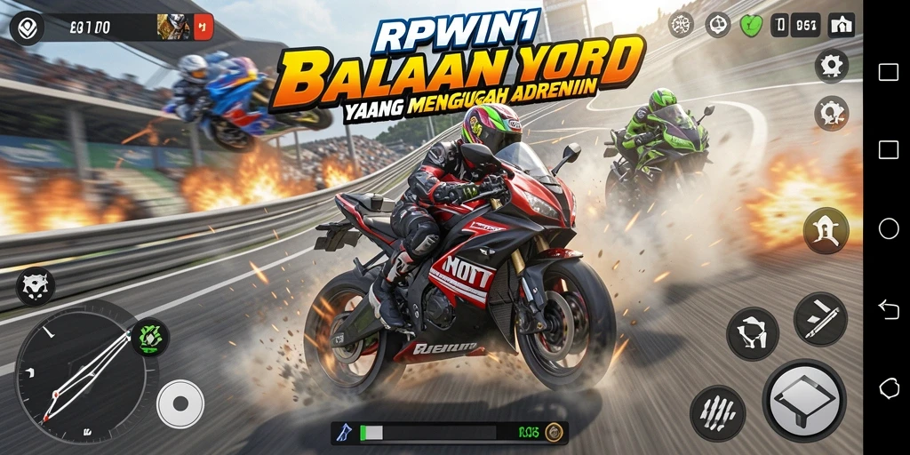 Tampilan gameplay seru di balapan motor RPWIN1.