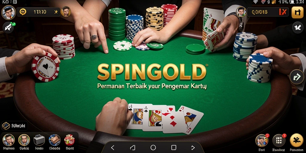 Tampilan utama SPINGOLD yang menampilkan gameplay Poker yang mendebarkan.