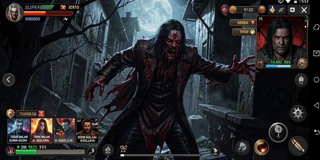 Tampilan gameplay SUPER88 yang menegangkan di dunia horror.