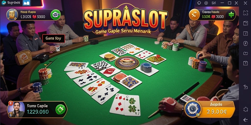 Tangkapan layar gameplay SUPRASLOT saat bermain Gaple dengan pemain lain.
