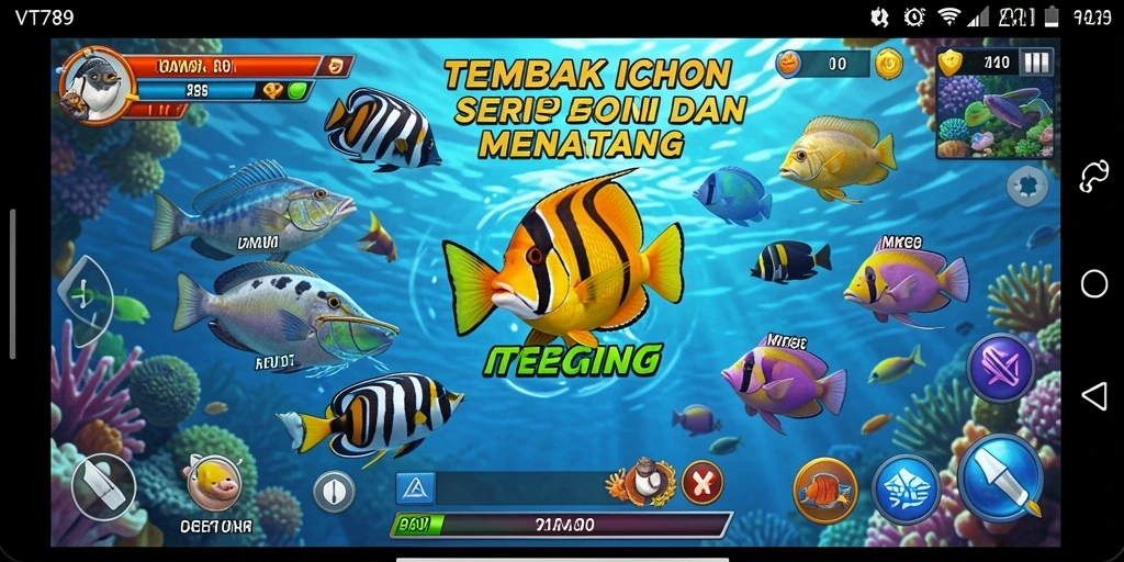 Tampilan gameplay seru di VT789 saat menangkap ikan.